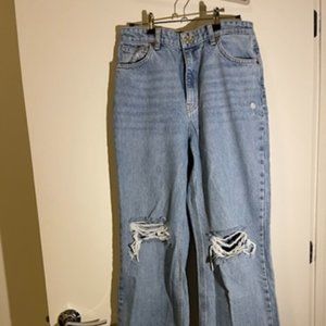 Zara Ripped Wide Leg Jeans (size 8)